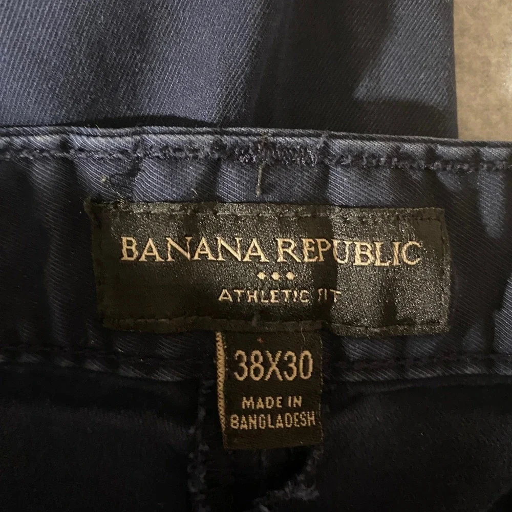 Banana Republic Mens Athletic Lived-In Chino Pants 38x30 Dark Preppy Navy Blue
